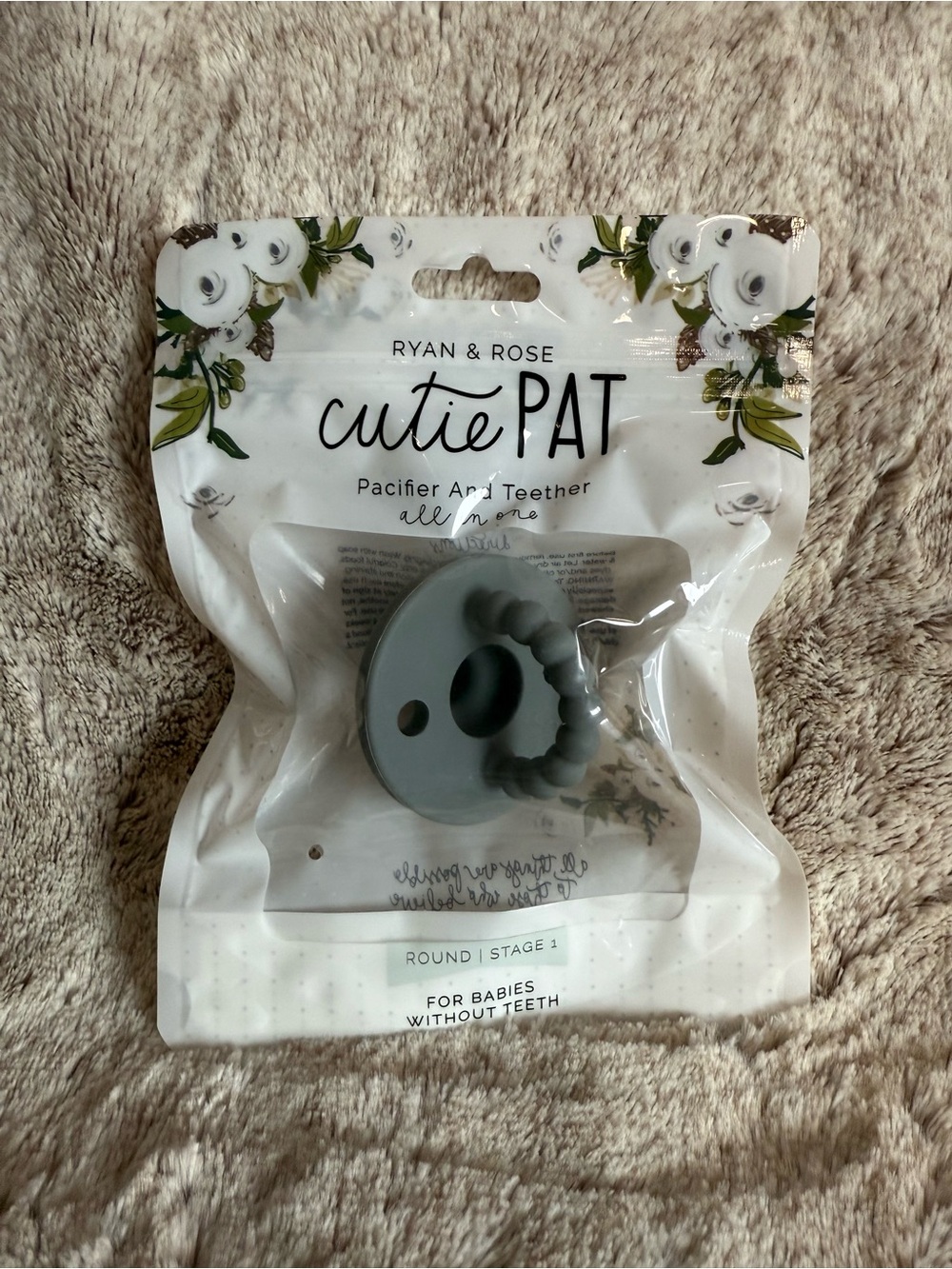 Ryan & Rose Cutie Pat Pacifier — Slate Color